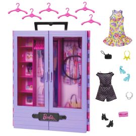 Mattel HJL65 Barbie Fashionistas Kleiderschrank, 6 Kleiderbügel, für Kinder ab 3 Jahren