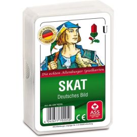 ASS Skat, deutsches Bild im Kunststoffetui. Kartenspiel