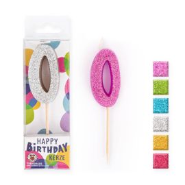 BIRTHDAY FUN Zahlenkerze Glitter Mini 1, sortiert (1 Stück)