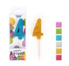 BIRTHDAY FUN Zahlenkerzen Glitter Mini 4, sortiert (1 Stück)