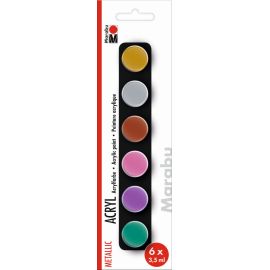 Marabu Acrylfarben Set METALLIC, 6 x 3,5 ml