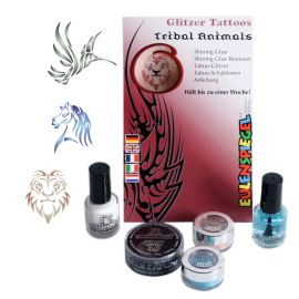 Glitzer Tattoo-Set Tribal Animals