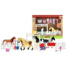 TOITOYS HORSES Pferd 2St. mit Zaun und viel Zubehör, 4-fach sortiert