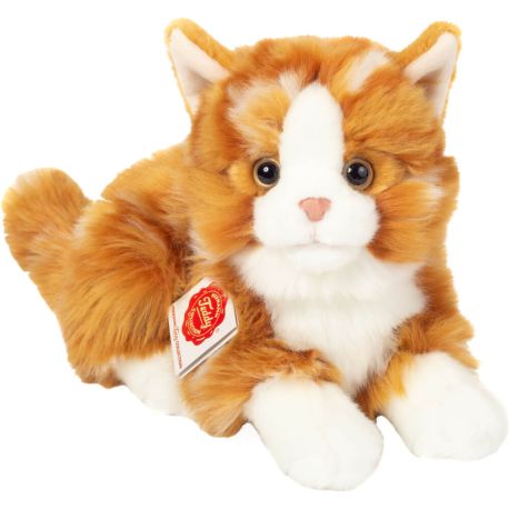Teddy Hermann Katze liegend, rot getigert, 20 cm