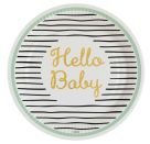 8 Teller Hello Baby rund Papier 23 cm