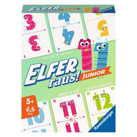 Ravensburger - 20947 Elfer Raus! Junior - Kartenspiel 2 - 6 Spieler, Spiel ab 5 Jahren für Kinder und Erwachsene, Zahl