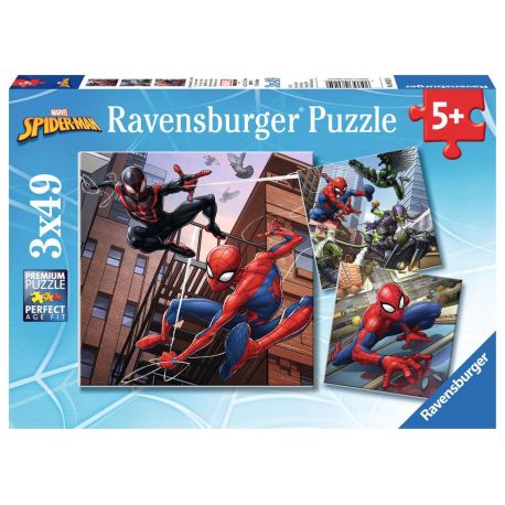 Ravensburger 8025 Puzzle  Spider-Man beschützt die Stadt 3 X 49 Teile