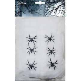 Spinngewebe 100 g weiss mit 6 Spinnen