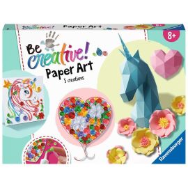 Ravensburger 18236 BeCreative Paper Art Blumen & Einhörner, DIY für Kinder ab 8 Jahren