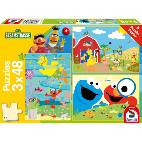 Puzzle Sesamstr,Tierisch stark  3x48 Teile
