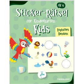 Sticker-Rätsel für Kindergarten-Kids. Logisches Denken