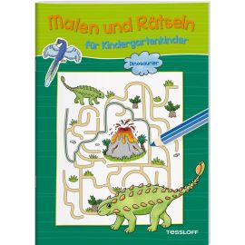 Malen und Rätseln für Kindergartenkinder. Dinosaurier