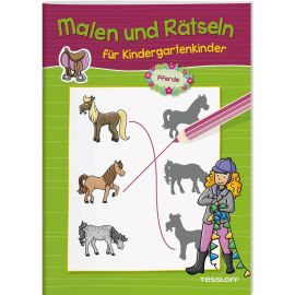 Malen und Rätseln für Kindergartenkinder. Pferde
