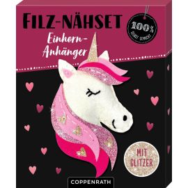 Filz-Nähset Einhorn-Anhänger (Herzen) - 100% s.g.