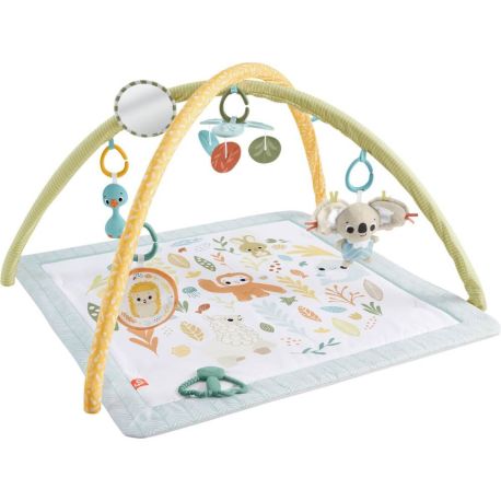 Fisher-Price Simply Senses sensorische Erlebnisdecke Spielmatte für Babys mit 6 sensorischen Spielzeugen