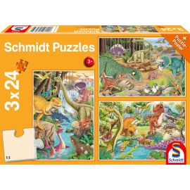 Puzzle Spaß mit den Dinosauriern 3x24Teile
