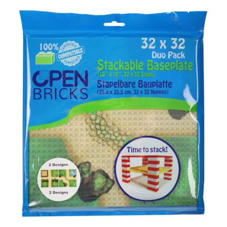 Open Bricks Baseplates 32x32 farm lanes, 2 Stück