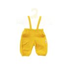 Puppen-Latzhose aus 100 % Bio-Baumwolle, honiggelb, mit weißem T-Shirt, 2-teilig, Gr. 28-35 cm