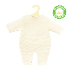Puppen-Strickstrampler aus 100 % Bio-Baumwolle, ecru, Gr. 28-35 cm