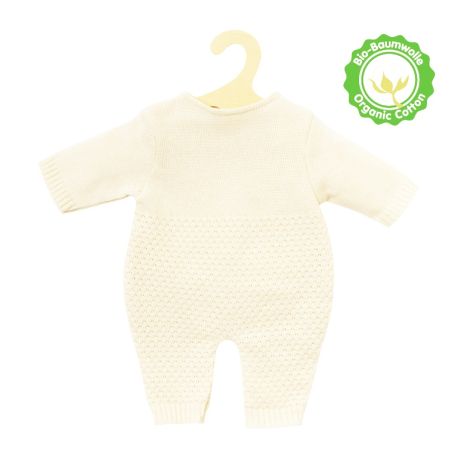 Puppen-Strickstrampler aus 100 % Bio-Baumwolle, ecru, Gr. 28-35 cm