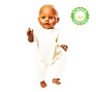 Puppen-Strickstrampler aus 100 % Bio-Baumwolle, ecru, Gr. 28-35 cm