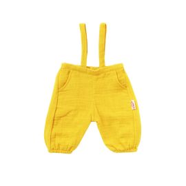 Puppen-Latzhose aus 100 % Bio-Baumwolle, honiggelb, mit weißem T-Shirt, 2-teilig, Gr. 35-45 cm