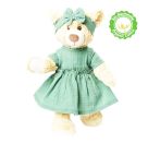 Puppenkleid aus 100 % Bio-Baumwolle mit Rüschen und Haarband, salbeigrün, 2-teilig, Gr. 28-35 cm