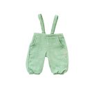 Puppen-Latzhose aus 100 % Bio-Baumwolle, salbeigrün, mit weißem T-Shirt, 2-teilig, Gr. 35-45 cm