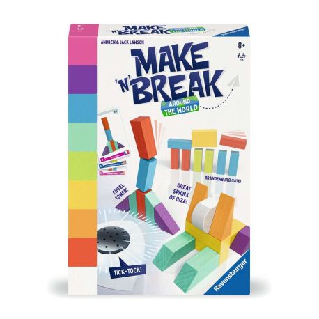 Ravensburger 22473 - Make  n  Break - Around the World - Gesellschaftsspiel für die ganze Familie mit Bausteinen, Spie