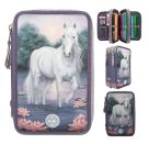 Miss Melody 3-Fach Federtasche LED Seerosen