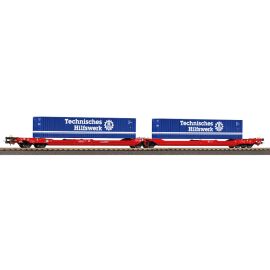 PIKO H0 Taschenwagen T3000e 2x THW 40  Container VI AC