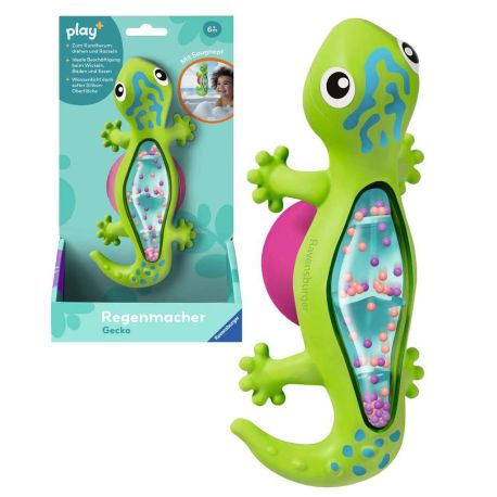 Ravensburger 4870 Play+ Regenmacher: Gecko, Musikinstrument, Mini-Rassel, Saugnapf-Spielzeug, Badespielzeug, Baby-Spie