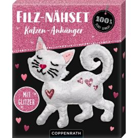 Filz-Nähset: Katzen-Anhänger (weiß) - 100% selbst gemacht