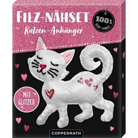 Filz-Nähset: Katzen-Anhänger (weiß) - 100% selbst gemacht