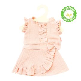 Puppen-Wickelrock mit Rüschen-Top aus 100 % Bio-Baumwolle, rosé, 2-teilig, Gr. 28-35 cm