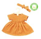 Puppenkleid aus 100 % Bio-Baumwolle mit Rüschen und Haarband, karamell, 2-teilig, Gr. 28-35 cm