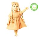 Puppenkleid aus 100 % Bio-Baumwolle mit Rüschen und Haarband, karamell, 2-teilig, Gr. 28-35 cm