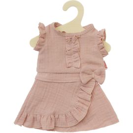 Puppen-Wickelrock mit Rüschen-Top aus 100 % Bio-Baumwolle, rosé, 2-teilig, Gr. 35-45 cm