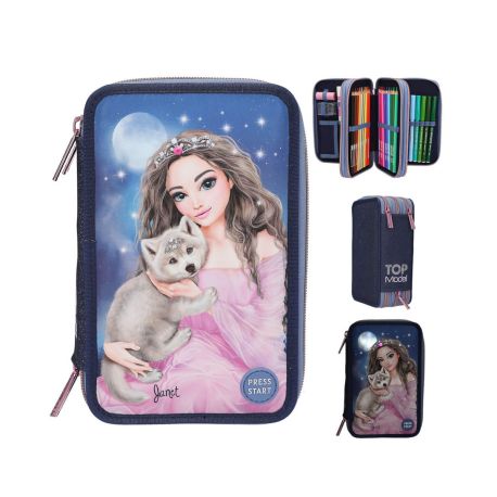 TOPModel 3 Fach Federtasche LED WOLF