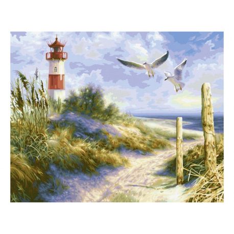Malen nach Zahlen - Dünenlandschaft mit Leuchtturm
