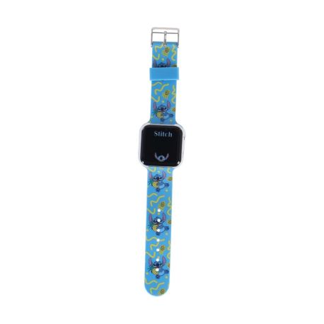 Accutime LED-Kinderuhr Lilo & Stitch (blau), Stitch Digitaluhr mit LED-Anzeige für Uhrzeit und Datum