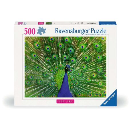 Ravensburger Puzzle 12001332, Colorful Animals - Pfau - 500 Teile Puzzle für Erwachsene und Kinder ab 12 Jahren