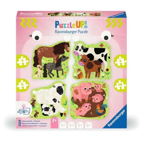 Puzzle UP! Bauernhoftiere von Ravensburger, 12004001 - 4 konturgeformte Puzzles mit 4, 6, 8, 10 Teilen, mit großen Bil