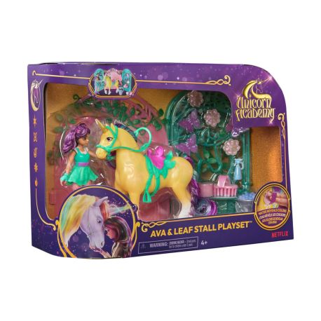 Unicorn Academy - Small Doll Ava & Leaf Stall Spielset