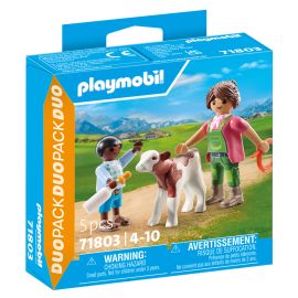 PLAYMOBIL 71803 Bäuerin mit Kind und Kalb