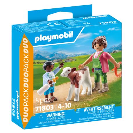 PLAYMOBIL 71803 Bäuerin mit Kind und Kalb
