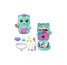 Polly Pocket Matrosenkatze-Schatulle, Spielset mit 1 kleinen Puppe und zwei Kätzchen, Spielzeug für unterwegs mit Zube
