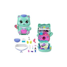 Polly Pocket Matrosenkatze-Schatulle, Spielset mit 1 kleinen Puppe und zwei Kätzchen, Spielzeug für unterwegs mit Zube