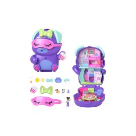 Polly Pocket Übernachtungsparty-Welpen-Spielset mit 1 kleinen Puppe und zwei Hündchen, Spielzeug für unterwegs mit Zub