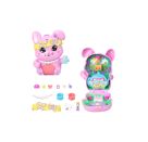 Polly Pocket Teeparty-Häschen-Schatulle, Spielset mit 1 kleinen Puppe und zwei Häschen, Spielzeug für unterwegs mit St